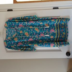 Halife floral dress size XL NEW w/o tags - teal, pink, blue, green, yellow